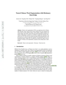 Neural Chinese Word Segmentation with Dictionary Knowledge
