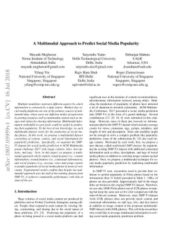 A Multimodal Approach to Predict Social Media Popularity