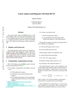 Lesion Analysis and Diagnosis with Mask-RCNN