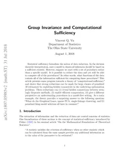 Group Invariance and Computational Sufficiency