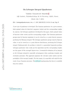 On Lebesgue Integral Quadrature