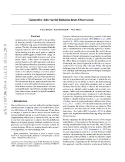 Generative Adversarial Imitation from Observation