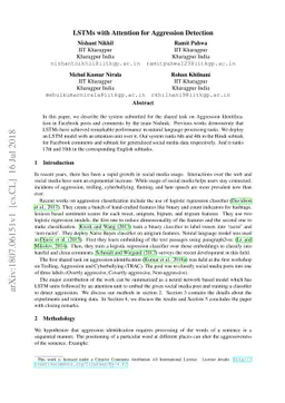LSTMs with Attention for Aggression Detection