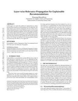 Layer-wise Relevance Propagation for Explainable Recommendations