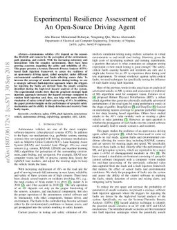 Experimental Resilience Assessment of An Open-Source Driving Agent