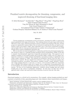 Penalized matrix decomposition for denoising, compression, and improved
  demixing of functional imaging data