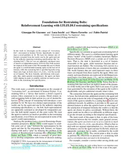 Foundations for Restraining Bolts: Reinforcement Learning with LTLf/LDLf
  restraining specifications