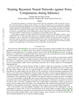 Training Recurrent Neural Networks against Noisy Computations during
  Inference