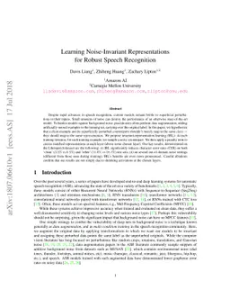 Learning Noise-Invariant Representations for Robust Speech Recognition