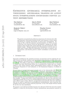 Generative adversarial interpolative autoencoding: adversarial training
  on latent space interpolations encourage convex latent distributions