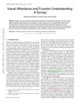 Visual Affordance and Function Understanding: A Survey