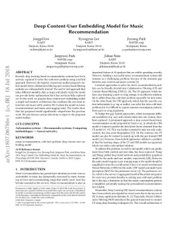 Deep Content-User Embedding Model for Music Recommendation