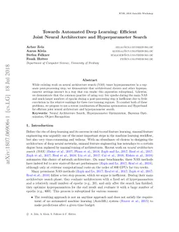 Towards Automated Deep Learning: Efficient Joint Neural Architecture and
  Hyperparameter Search