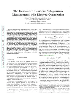 The Generalized Lasso for Sub-gaussian Measurements with Dithered
  Quantization