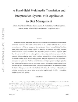 A Hand-Held Multimedia Translation and Interpretation System with
  Application to Diet Management