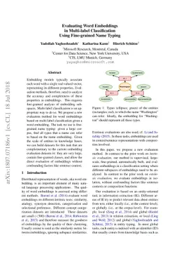 Evaluating Word Embeddings in Multi-label Classification Using
  Fine-grained Name Typing