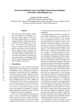 Towards Explainable and Controllable Open Domain Dialogue Generation
  with Dialogue Acts