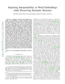 Imparting Interpretability to Word Embeddings while Preserving Semantic
  Structure
