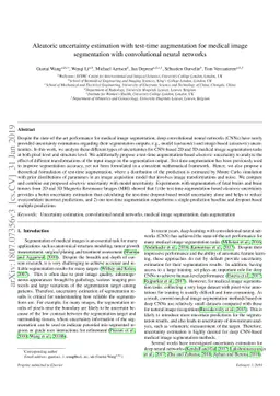 Aleatoric uncertainty estimation with test-time augmentation for medical
  image segmentation with convolutional neural networks