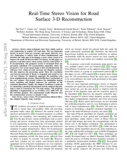 Real-Time Stereo Vision for Road Surface 3-D Reconstruction