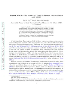Sparse space-time models: Concentration Inequalities and Lasso