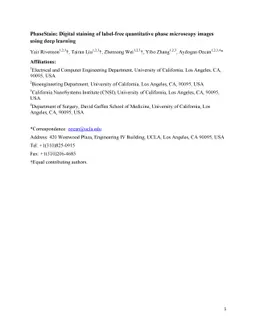 PhaseStain: Digital staining of label-free quantitative phase microscopy
  images using deep learning