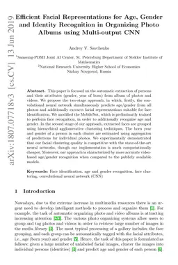 Efficient Facial Representations for Age, Gender and Identity
  Recognition in Organizing Photo Albums using Multi-output CNN