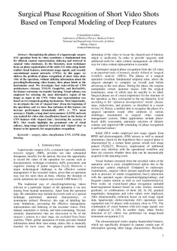 Surgical Phase Recognition of Short Video Shots Based on Temporal
  Modeling of Deep Features