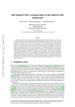 Safe Option-Critic: Learning Safety in the Option-Critic Architecture