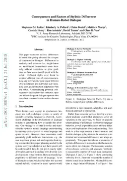 Consequences and Factors of Stylistic Differences in Human-Robot
  Dialogue