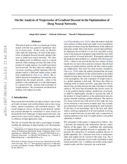 On the Analysis of Trajectories of Gradient Descent in the Optimization
  of Deep Neural Networks