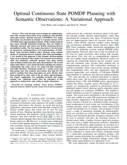 Optimal Continuous State POMDP Planning with Semantic Observations: A
  Variational Approach