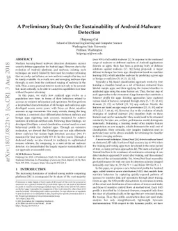 A Preliminary Study On the Sustainability of Android Malware Detection