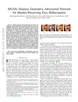 SiGAN: Siamese Generative Adversarial Network for Identity-Preserving
  Face Hallucination