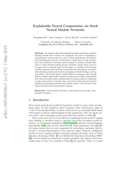 Explainable Neural Computation via Stack Neural Module Networks