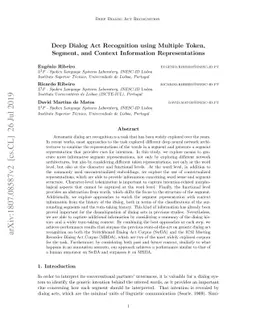 Deep Dialog Act Recognition using Multiple Token, Segment, and Context
  Information Representations