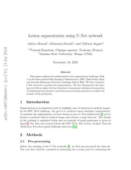 Lesion segmentation using U-Net network