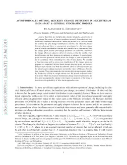 Asymptotically Optimal Quickest Change Detection In Multistream Data -
  Part 1: General Stochastic Models