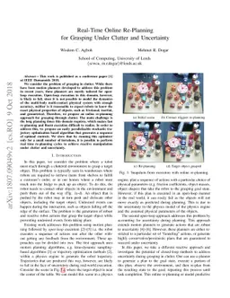 Real-Time Online Re-Planning for Grasping Under Clutter and Uncertainty