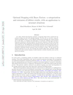 Optional Stopping with Bayes Factors: a categorization and extension of
  folklore results, with an application to invariant situations