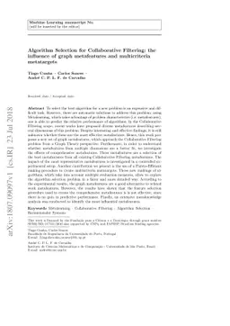 Algorithm Selection for Collaborative Filtering: the influence of graph
  metafeatures and multicriteria metatargets