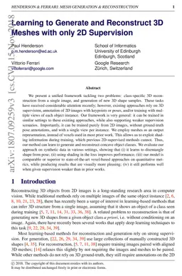 Learning to Generate and Reconstruct 3D Meshes with only 2D Supervision