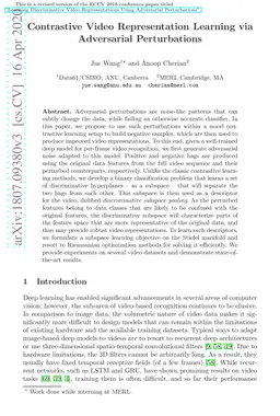 Contrastive Video Representation Learning via Adversarial Perturbations