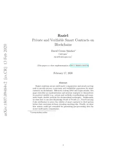 Raziel: Private and Verifiable Smart Contracts on Blockchains