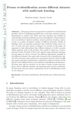 Person re-identification across different datasets with multi-task
  learning