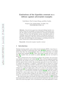 Limitations of the Lipschitz constant as a defense against adversarial
  examples