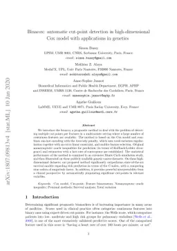 Binacox: automatic cut-point detection in high-dimensional Cox model
  with applications in genetics