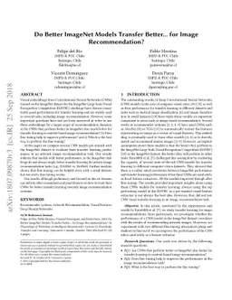 Do Better ImageNet Models Transfer Better... for Image Recommendation?