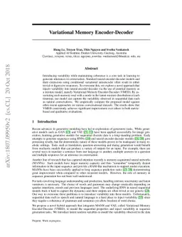 Variational Memory Encoder-Decoder