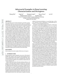 Adversarial Examples in Deep Learning: Characterization and Divergence